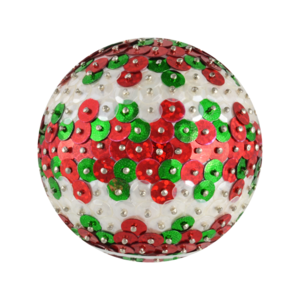 Μπάλα Χριστουγεννιάτικη ζακάρ κόκκινο-πράσινο, περίμετρος 20cm-Αντίγραφο - πλαστικό, στολίδια, μπάλες