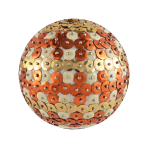 Μπάλα Χριστουγεννιάτικη καρό μπεζ χρυσό, περίμετρος 20cm - πλαστικό, στολίδια, μπάλες