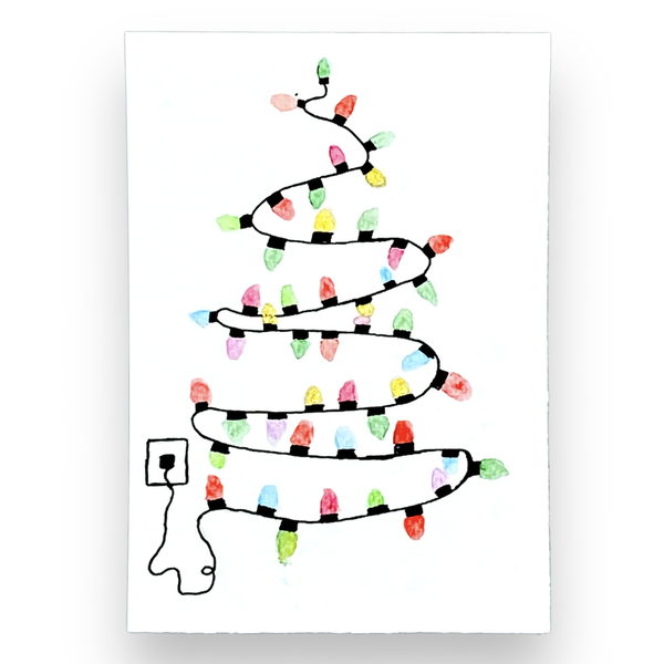 Ευχετήρια κάρτα Καρτ-ποστάλ ~ Δέντρο απο λαμπάκια - χαρτί, ευχετήριες κάρτες