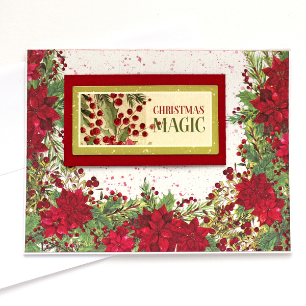 Χριστουγεννιάτικη χειροποίητη κάρτα "Christmas magic" - χαρτί, ευχετήριες κάρτες - 3