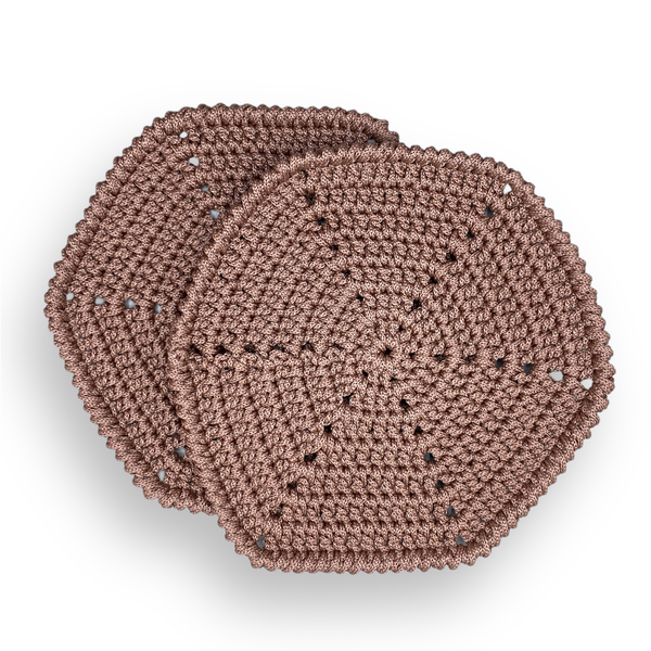 Χειροποίητα πλεκτά σουπλά crochet - σετ 2 τμχ - bronze - ύφασμα, κεντητά, crochet, σουπλά, είδη σερβιρίσματος - 5