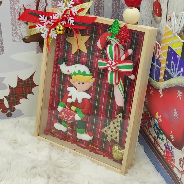 Χειροποίητο διακοσμητικό ξύλινο χριστουγεννιάτικο καδράκι με πλεξιγκλας - ξύλο, πίνακες & κάδρα, διακοσμητικά, χριστουγεννιάτικα δώρα - 4
