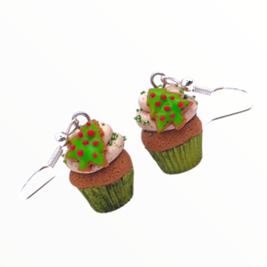 Χειροποίητα Σκουλαρίκια Χριστουγεννιάτικα cupcake 6 ,κοσμήματα πολυμερικού πηλού Mimitopia - πηλός, μικρά, χριστουγεννιάτικα δώρα, φθηνά