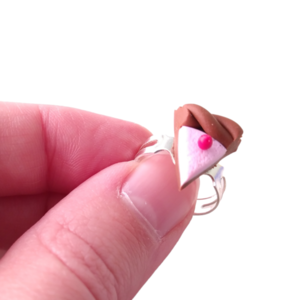 Παιδικό σετ σκουλαρίκια και αυξομειούμενο δαχτυλίδι παστάκια ροζ με πολυμερικό πηλό / μικρά / μεταλλικά καρφάκια / Twice Treasured - πηλός, cute, καρφωτά, γλυκά, παιδικά σκουλαρίκια - 4