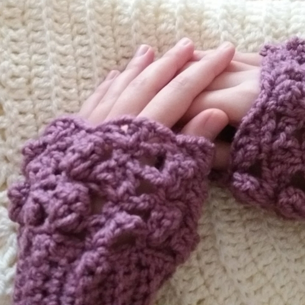 Χειροποίητα γάντια καρπού σε βικτωριανό στυλ / Victorian style,crochet wrist warmers - crochet, ακρυλικό - 2