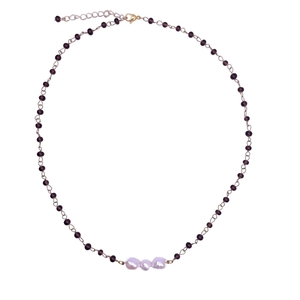Hanging Pearls-Μαργαριτάρια και αμέθυστος - γυαλί, μαργαριτάρι, αμέθυστος, ροζάριο
