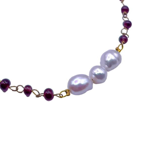 Hanging Pearls-Μαργαριτάρια και αμέθυστος - γυαλί, μαργαριτάρι, αμέθυστος, ροζάριο - 3