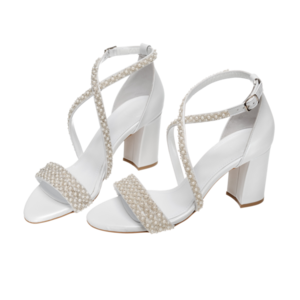 Νυφικά πέδιλα άσπρα με δέσιμο με πέρλες από δέρμα - Πέδιλα Αριστέα - δέρμα, πέδιλα, πέρλες, νυφικά, ankle strap - 3