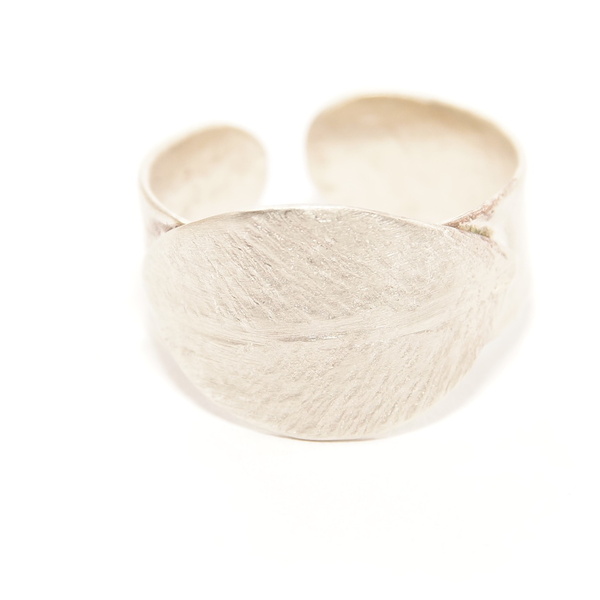 Δαχτυλίδι αρζαντό (αλπακάς) με σχήμα φύλλο - αλπακάς, σφυρήλατο, φύλλο, boho, αυξομειούμενα