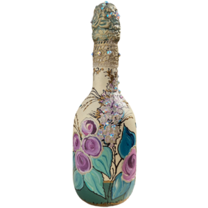 Μπουκάλι γυάλινο ζωγραφισμένο 24cm - γυαλί, ζωγραφισμένα στο χέρι, πρωτότυπα δώρα, διακοσμητικά μπουκάλια