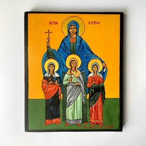 Χειροποίητη Εικόνα Αγία Σοφία σε ξύλο 25*30 (Βυζαντινή Αγιογραφία) - πίνακες & κάδρα, πίνακες ζωγραφικής, εικόνες αγίων - 2