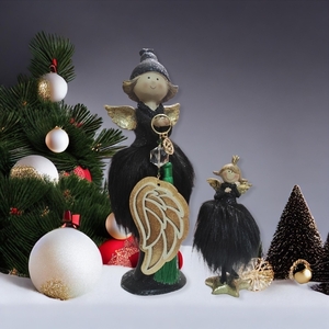 Ξύλινο φτερό, γούρι 2023, με φύλλο χρυσού και γκλίτερ, 13εκ - ξύλο, γούρι, φτερό, χριστουγεννιάτικα δώρα, γούρια - 2