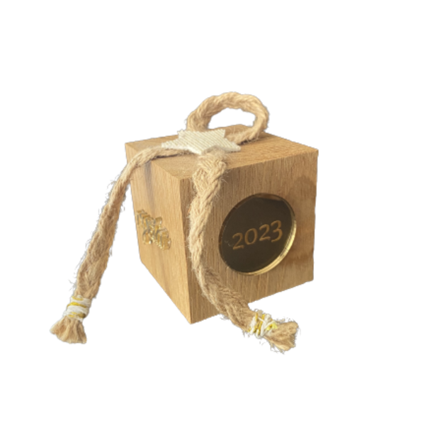 ξύλινος κύβος γούρι - ξύλο, δώρο, plexi glass, γούρια