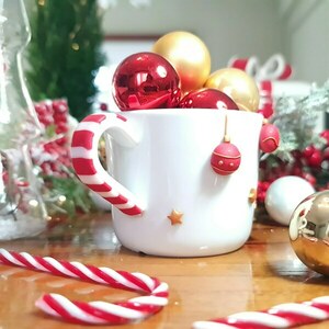 Χριστουγεννιάτικη κούπα με χριστουγεννιάτικες μπάλες και γλυφιτζουράκια - πηλός, χριστουγεννιάτικα δώρα, κούπες & φλυτζάνια, είδη κουζίνας, μπάλες