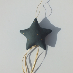 Χριστουγεννιάτικο στολίδι αστέρι - κυπαρισσί - ύφασμα, αστέρι, χριστούγεννα, στολίδι δέντρου, στολίδια - 2