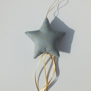 Χριστουγεννιάτικο στολίδι αστέρι - dusty mint - ύφασμα, αστέρι, χριστούγεννα, στολίδι δέντρου, στολίδια - 2
