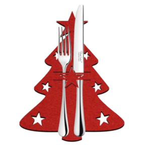 Σετ 4 θηκες για μαχαιροπηρουνα -Χριστουγεννιατικο Αστερι με Χιονονιφαδα- απο κοκκινη τσοχα - αστέρι, χριστουγεννιάτικα δώρα, είδη κουζίνας, μαλλί felt - 3
