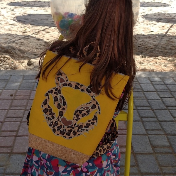 Παιδική τσάντα πλάτης Τίγρης, από φελλό. Anifantou - animal print, πλάτης, φελλός, τσαντάκια - 5