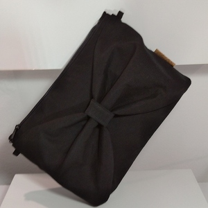Γυναικεία τσάντα χειρός με φιόγκο, από μαύρο βαμβακερό ύφασμα. Anifantou - ύφασμα, χειρός, βραδινές, μικρές - 2