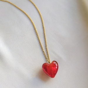 MURANO heart necklace | Μενταγιόν καρδιά απο γυαλί murano - γυαλί, καρδιά, μακριά, ατσάλι, μενταγιόν
