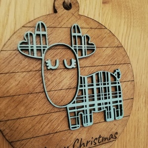Ρούντολφ ελαφάκι Χριστουγεννιάτικο στολίδι ξύλινο11,5 εκ πλάτος- 13 εκ μήκος - ξύλο, στολίδια, μπάλες - 4