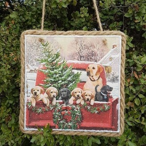 Χριστουγεννιάτικο Ξύλινο Στολίδι 16x16 cm Σκυλάκια - ξύλο, χριστουγεννιάτικα δώρα, στολίδια - 4
