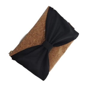 Γυναικεία τσάντα χειρός από φελλό, με μαύρο φιόγκο. Anifantou - φελλός, χειρός, βραδινές, μικρές - 5