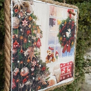 Χριστουγεννιάτικο Στολίδι 16x16 cm Γιορτινό σαλόνι - ξύλο, σπίτι, χριστουγεννιάτικα δώρα, στολίδια - 3
