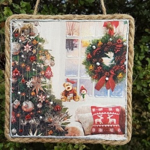 Χριστουγεννιάτικο Στολίδι 16x16 cm Γιορτινό σαλόνι - ξύλο, σπίτι, χριστουγεννιάτικα δώρα, στολίδια - 5