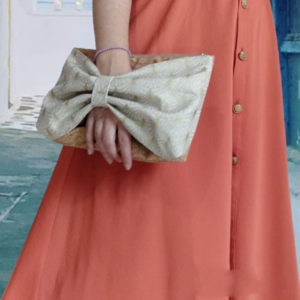 Γυναικεία τσάντα χειρός από φελλό, με φιόγκο. Anifantou - φελλός, χειρός, βραδινές, μικρές - 3