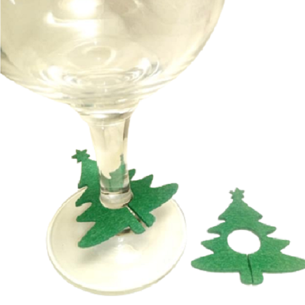 Σετ 2 διακοσμητικα ποτηριων -Χριστουγεννιατικο Δεντρο- απο πρασινη τσοχα - χριστουγεννιάτικα δώρα, είδη κουζίνας, μαλλί felt, δέντρο