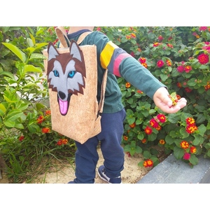 Παιδική τσάντα πλάτης Husky, από φελλό. Anifantou - πλάτης, σκυλάκι, all day, φελλός, τσαντάκια - 4