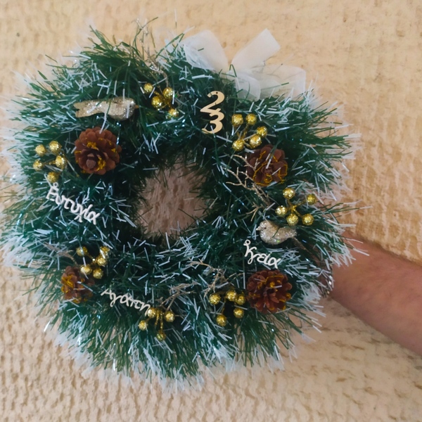 Χριστουγεννιάτικο στεφάνι χειροποίητο 30 cm - ξύλο, στεφάνια, διακοσμητικά, κουκουνάρι - 5