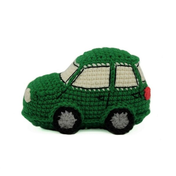 Πλεκτό αυτοκινητάκι- πράσινο - λούτρινα, παιχνίδια, amigurumi, δώρο γέννησης, γούρια αυτοκινήτου