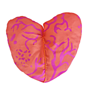 μαξιλάρι διακοσμητικό καρδιά πορτοκαλί με φούξια 23εκ*27εκ*4εκ - καρδιά, μαξιλάρια
