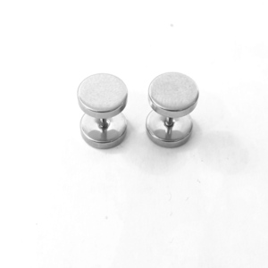 Ατσάλινα σκουλαρίκια τάπες ασημί - καρφωτά, μικρά, ατσάλι, καρφάκι, φθηνά - 2
