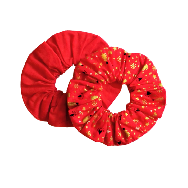 Σετ δώρου, δύο τεμάχια scrunchies σε κόκκινο χρώμα, βαμβακερά. - ύφασμα, αστέρι, μαμά, αξεσουάρ, δασκάλα
