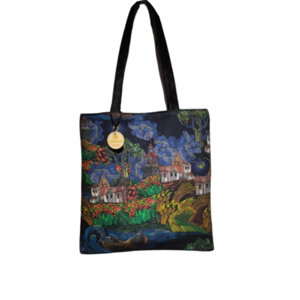 Tote bag starry night - ύφασμα, ώμου, μεγάλες, all day, tote