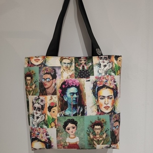 Tote bag Frida με επένδυση και αποσπώμενο τσαντάκι - ύφασμα, ώμου, μεγάλες, all day, tote - 2