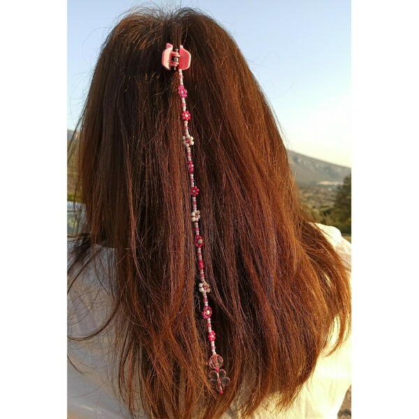 Κοκαλάκι μαλλιών σε ροζ αποχρώσεις σχέδιο μαργαρίτες - πλαστικό, hair clips - 2