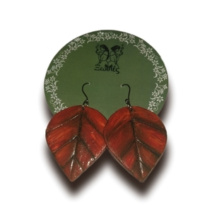 "Woodland Leaves" Σκουλαρίκια από Πολυμερικό Πηλό και ανοξείδωτο ατσάλι - πηλός, κρεμαστά - 2