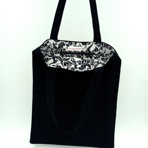 Υφασμάτινη tote τσάντα μαύρη - ύφασμα, ώμου, μεγάλες, all day, tote