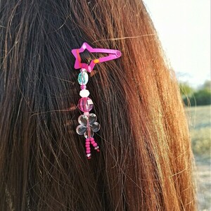 Κοκαλάκι μαλλιών αστέρι ροζ - μέταλλο, hair clips - 2