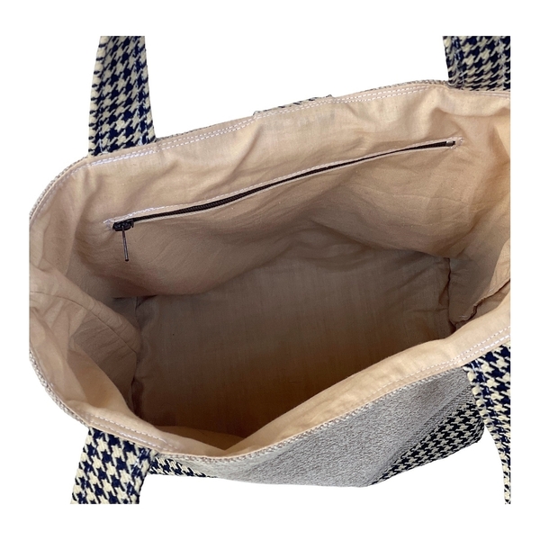 Χειροποίητη κομψή υφασμάτινη τσάντα tote χειρός μεσαίου μεγέθους - ύφασμα, χειροποίητα, κομψά, χειρός, tote - 4