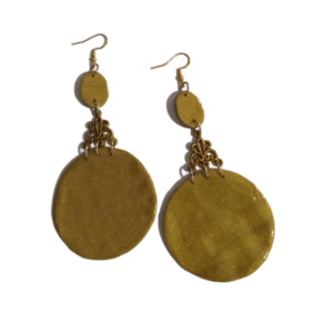 Gold luxury earrings - πηλός, ατσάλι, κρεμαστά, μεγάλα, γάντζος