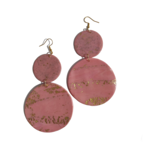 Pink luxury earrings - πηλός, ατσάλι, κρεμαστά, μεγάλα, γάντζος