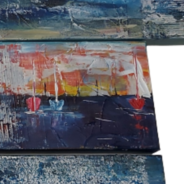 Πίνακας τρίπτυχο - Ιστιοπλοικα - ζωγραφική με ακρυλικά - (140x50cm) - πίνακες & κάδρα, πίνακες ζωγραφικής - 5