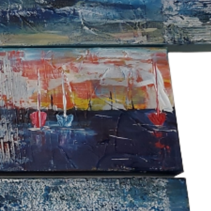 Πίνακας τρίπτυχο - Ιστιοπλοικα - ζωγραφική με ακρυλικά - (140x50cm) - πίνακες & κάδρα, πίνακες ζωγραφικής - 5