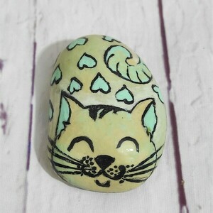 Ζωγραφισμένo βότσαλο SeaGardenStone με αγαπησιαρικη γατούλα, - πέτρα, καρδιά, γάτα, διακοσμητικά, διακοσμητικές πέτρες