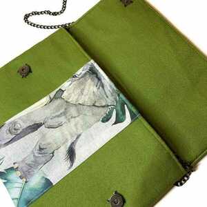 Γυναικεία χειροποίητη πράσινη τσάντα ώμου - ύφασμα, ώμου, all day, χειρός - 2